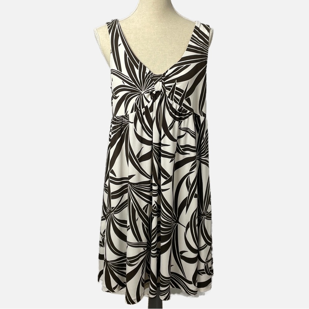 Tommy Bahama Dress Sleeveless Leaf Print Tropical Sz Large 12/14 Brown Ivory